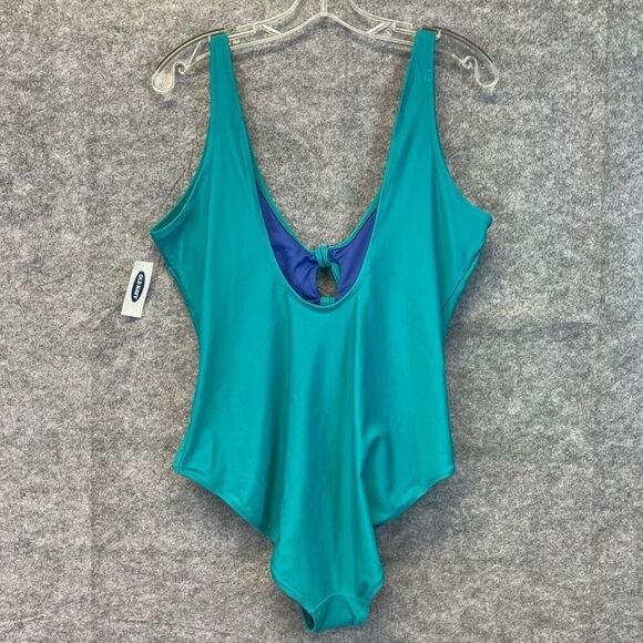 NWT OLD NAVY Women’s Swimsuit XL One-Piece Knot Front Cutout Teal Blue Bathing - Picture 10 of 15